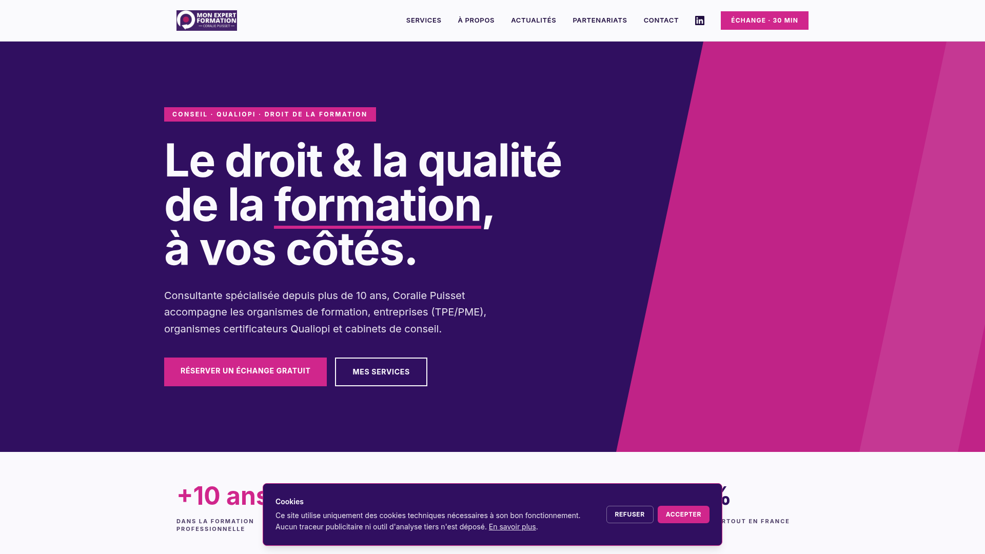 Capture du site Mon Expert Formation
